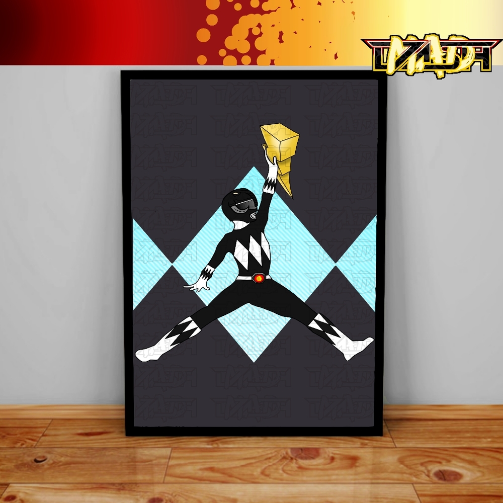 Custom Nike Air Jordan Power Rangers Poster Black Ranger Wall Decor Print Poster